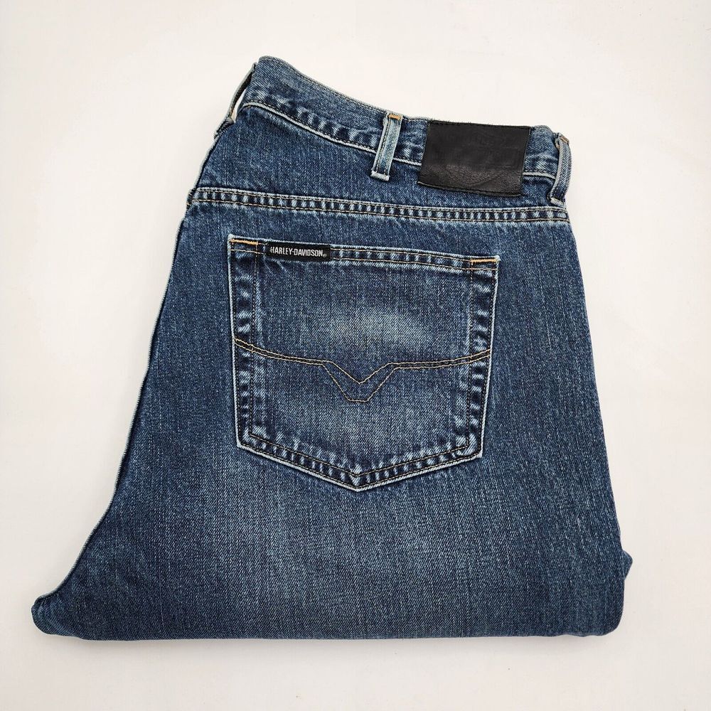 Harley Davidson Vintage Biker Jeans Mens 42x30.5 Motorcycle Denim Y2K USA 90s